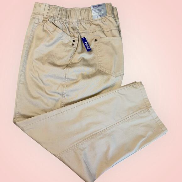 Catherines Comfort Waist Straight Pants Stretch Plus Size 1XWP Petite Khaki NWT - Picture 3 of 12